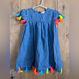 Mud Pie Girls' soft Denim Tassel Dress - size 2T